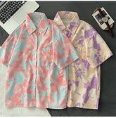 Short Sleeve Tie Dye Style Button Shirt